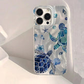 "Summer Turtle Pattern Chiffon Texture Case for iPhone